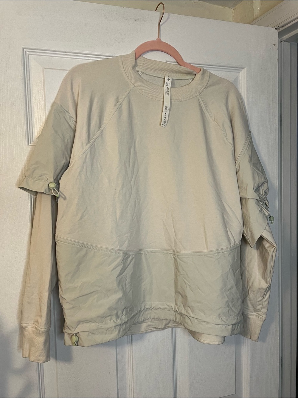 #380 Lululemon French Terry + Glyde Crewneck Pullover Bone Medium EUC